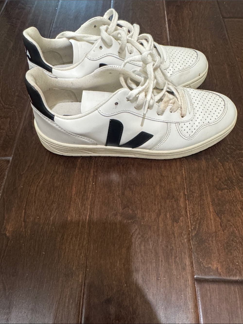 Veja V-10 White Leather Black Sneakers